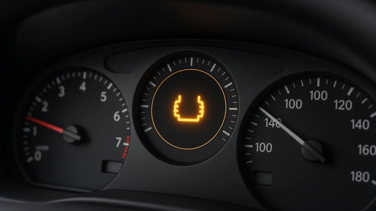 Foto lampu indikator berbentuk spiral menyala di panel instrumen mobil diesel