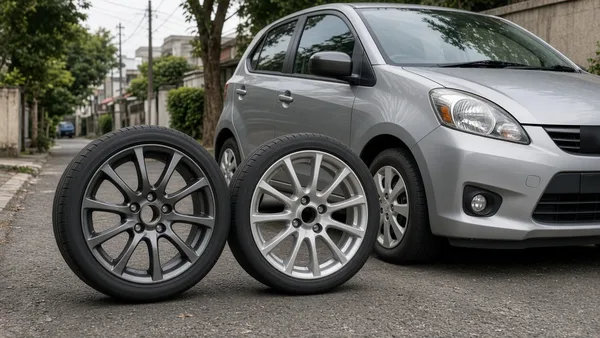 Foto city car dengan velg alloy berukuran lebih besar dari standar