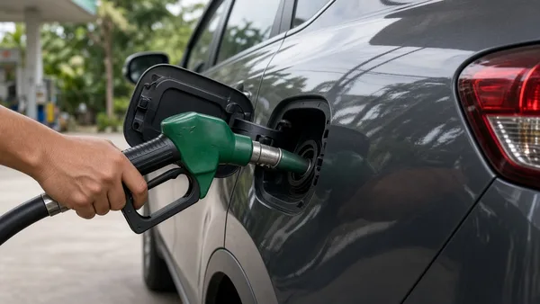 Foto nozzle pengisian bahan bakar diesel di SPBU tanpa merek